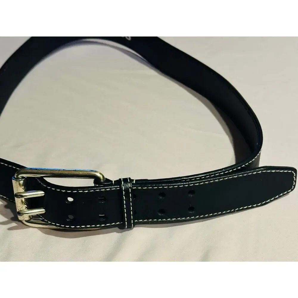 Express Y2K Women’s Wide Genuine Leather Brass Belt Black Size Large western